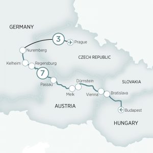 Map of itinerary Classic Prague and Danube Delights