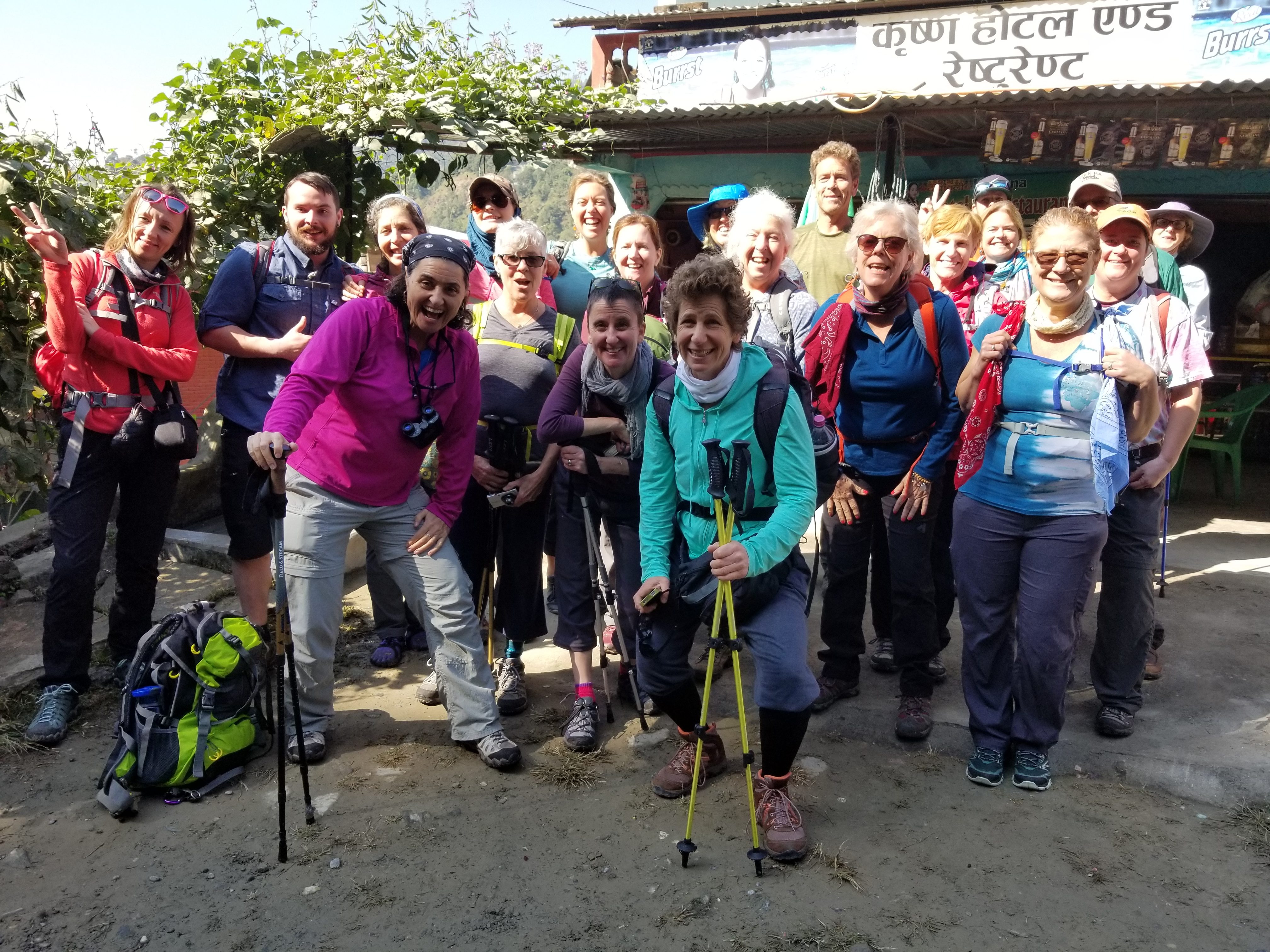 group ready to trek the annapurna range nepal