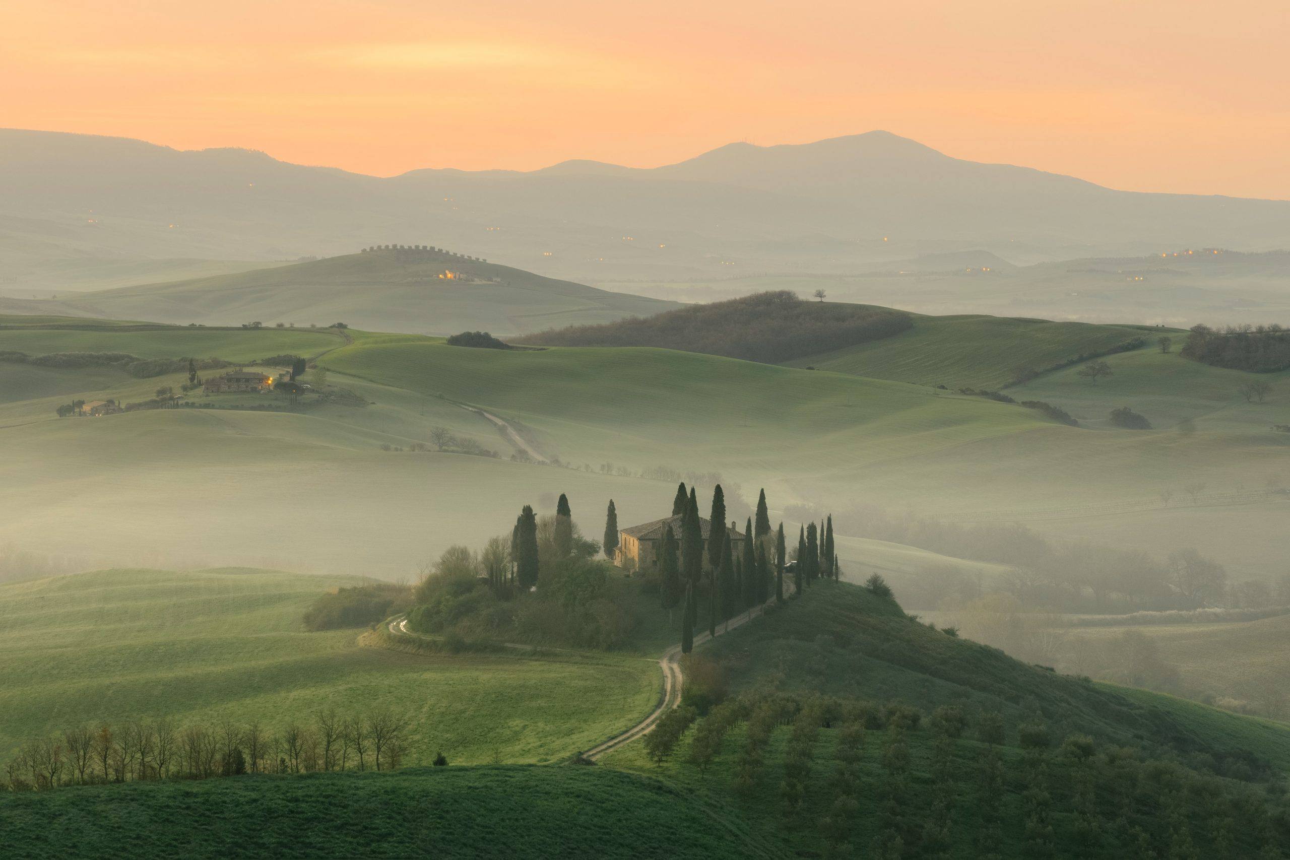Tuscany countryside with mist