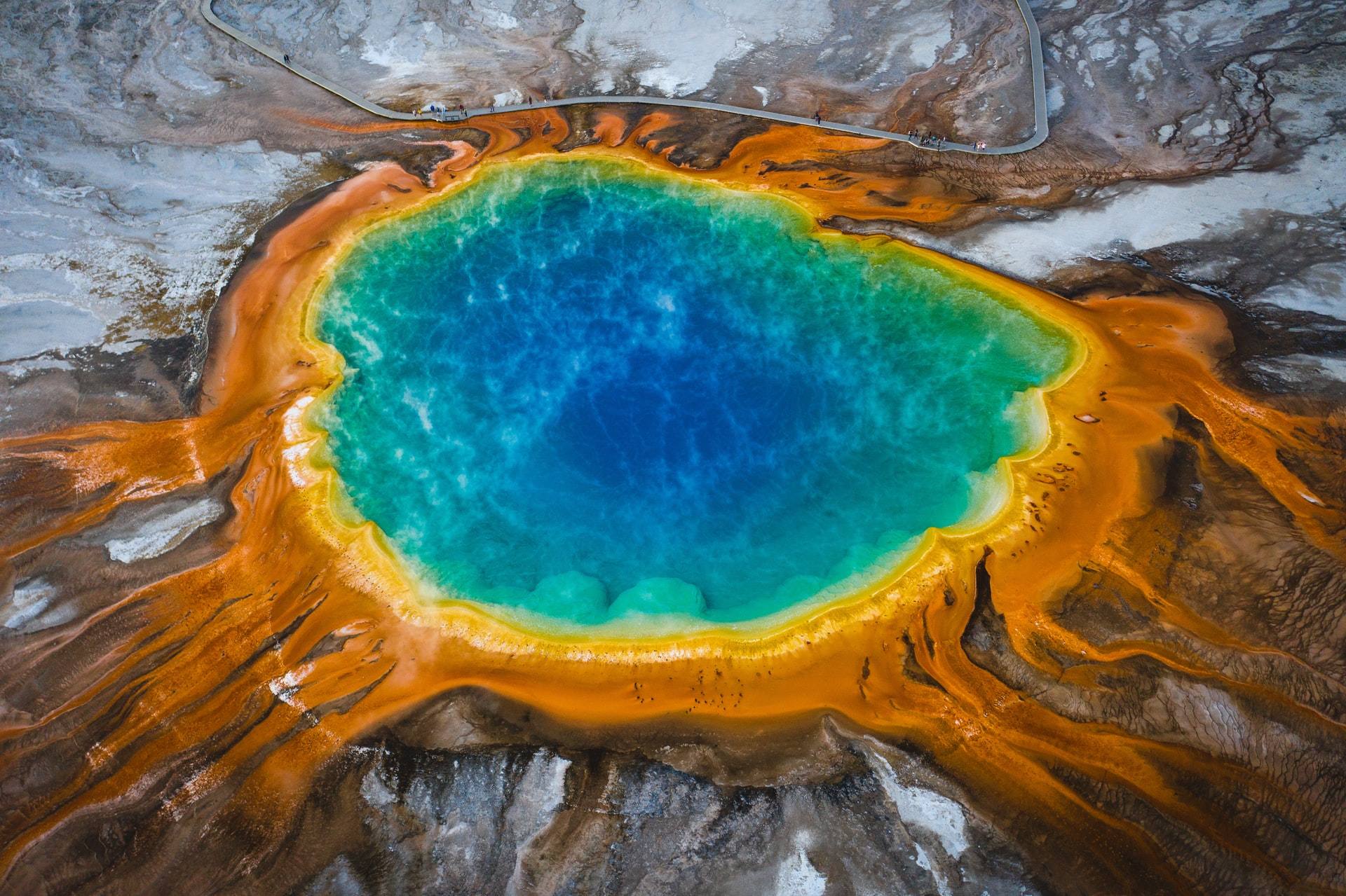 blue green lake yellowstone national park geyser