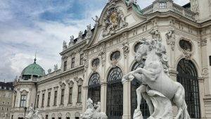 Palace in austria wtih horse statue in front